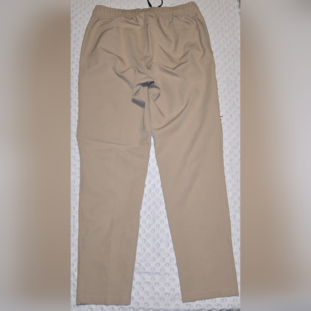 LEG3ND Joggers Pants Khaki Casual Athletic Zip Pockets Drawstring M - Picture 2 of 5
